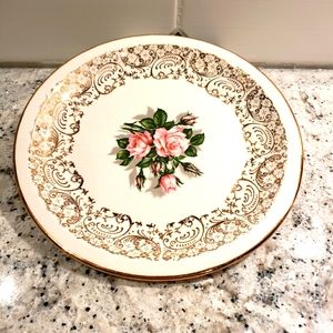 Tudor Rose 6" Georgian China plates.  2 Antique plates with gold gilt.